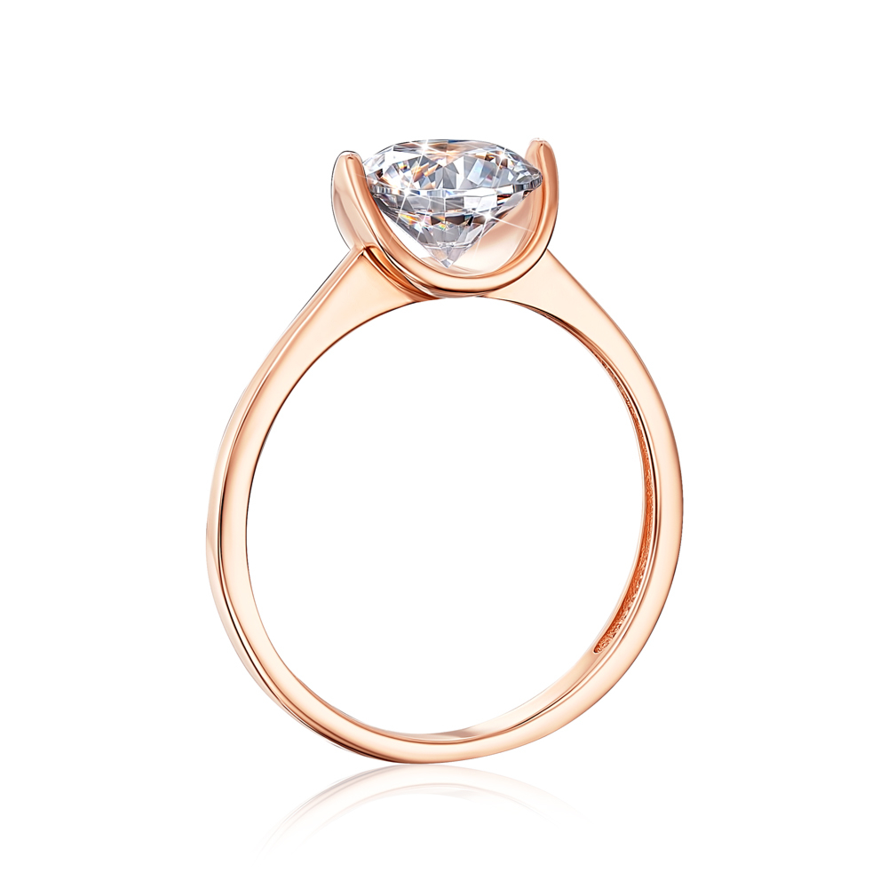 Золотое кольцо с фианитом S. Артикул 13398/01/0/280