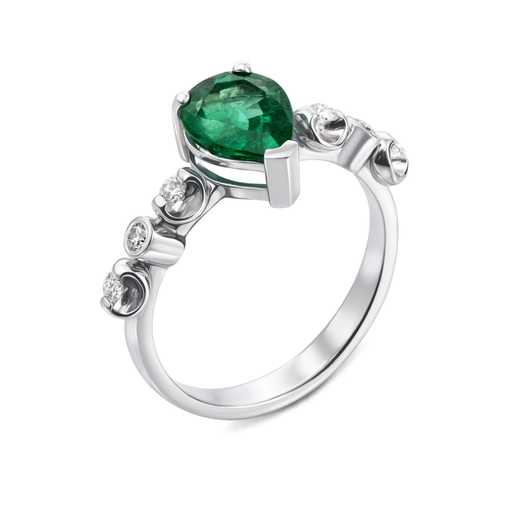 12345 Золота каблучка зі смарагдом і діамантами. Артикул 53404/02/1/9970 12345 грн113,513 12345