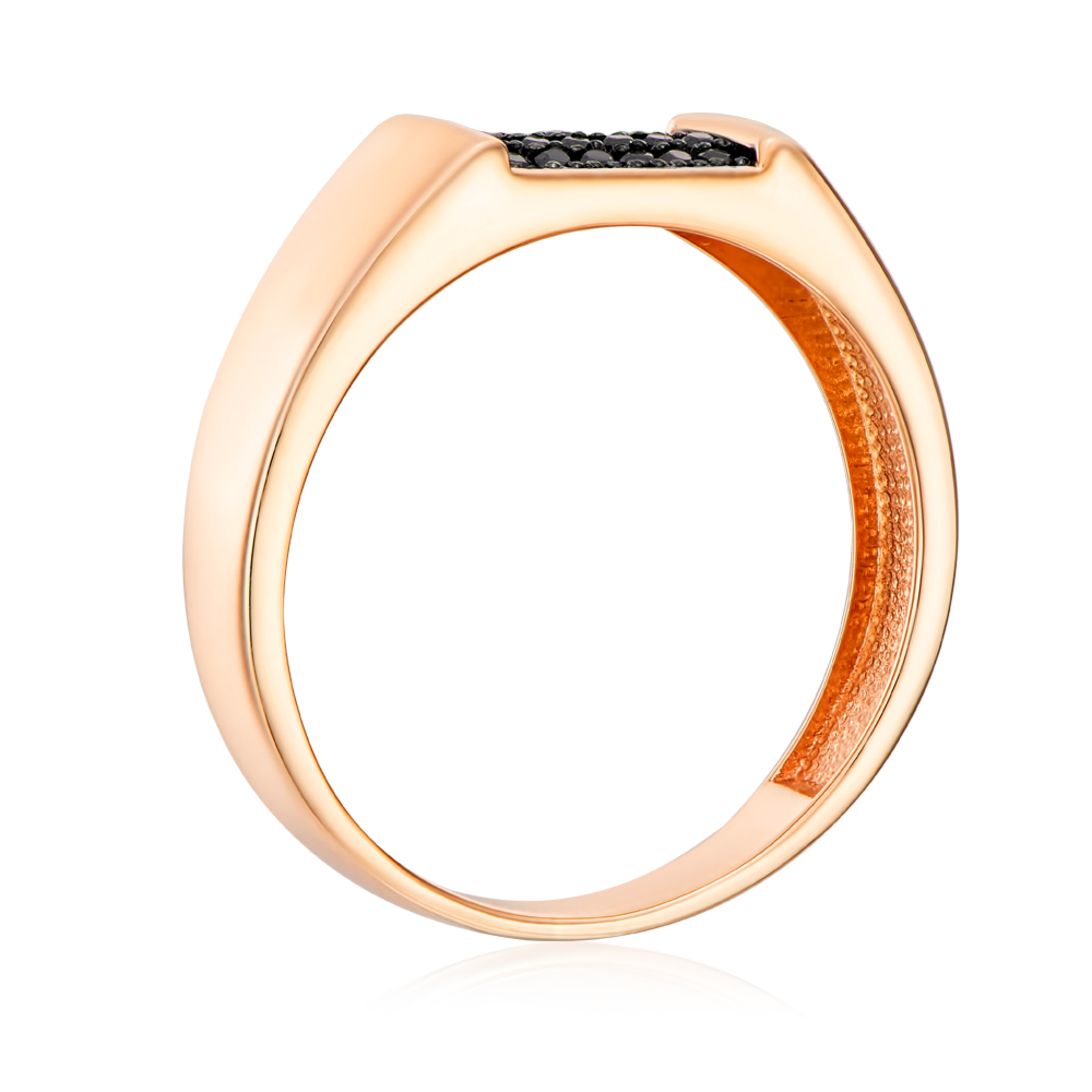 12345 Золота каблучка з чорними фіанітами. Артикул 19162/01/1/143 12345 грн14,378 12345