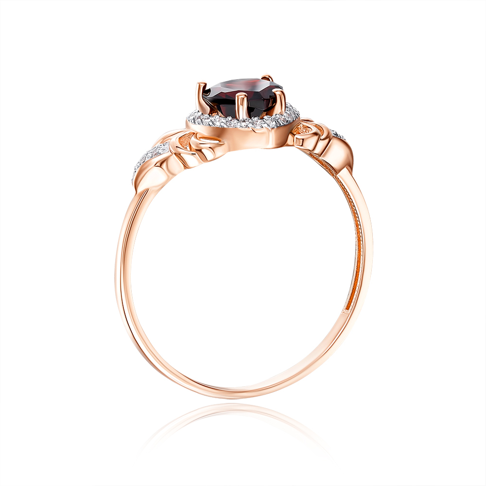 12345 Золота каблучка з гранатом і фіанітами. Артикул 530323/01/1/7111 12345 грн9,078 12345