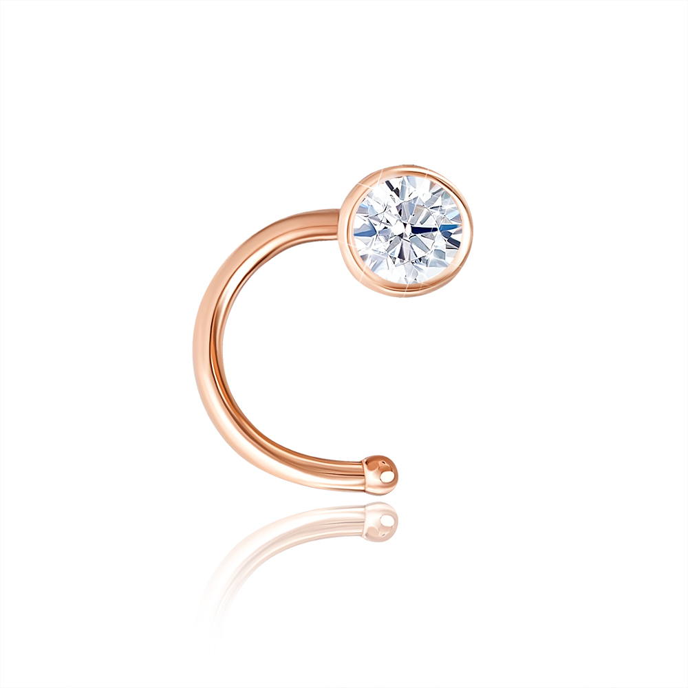 12345 Золотий пірсинг у ніс з фіанітом. Артикул 22301/01/0/17 12345 грн1,182 12345