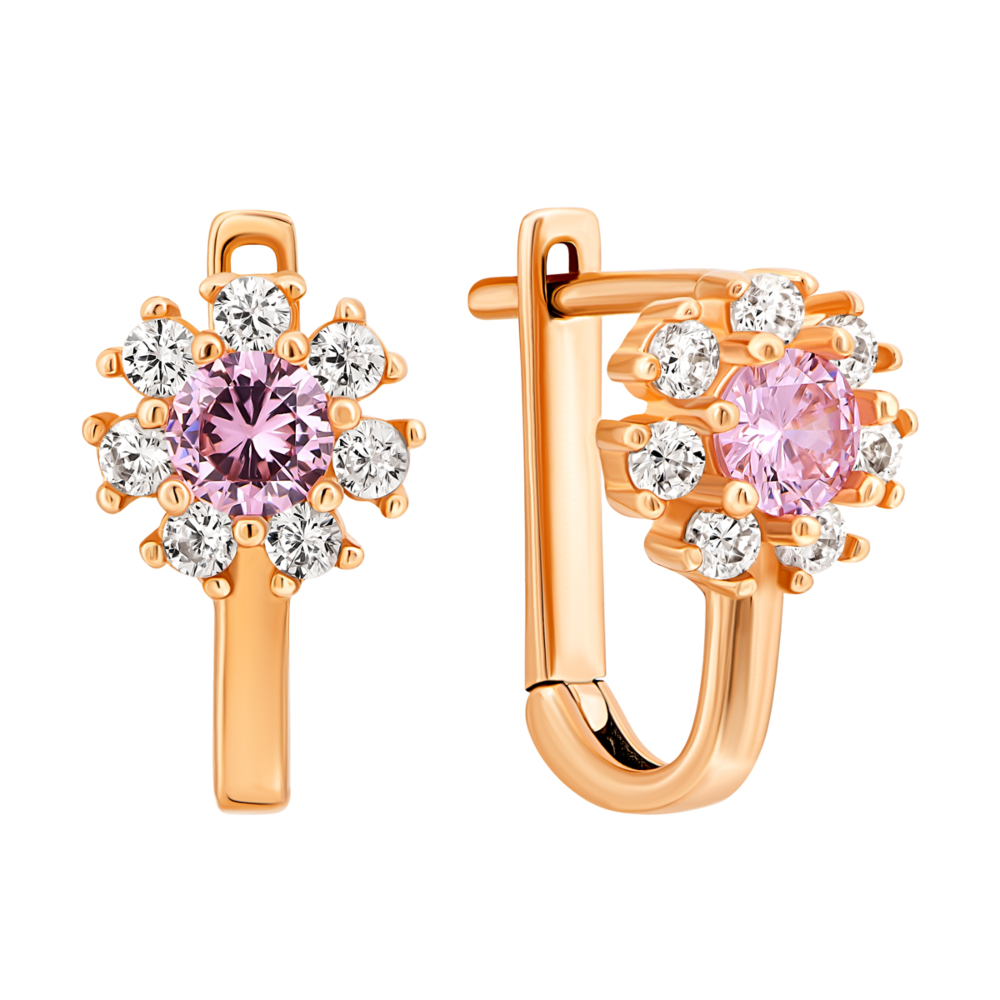 12345 Золоті сережки Квіти з фіанітами.Артикул UG52111021701 12345 грн6,133 12345