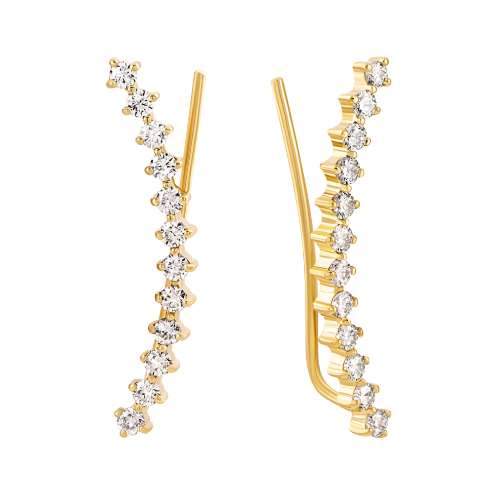 Золотые серьги-каффы с бриллиантами.Артикул UG5WB3.47Ж