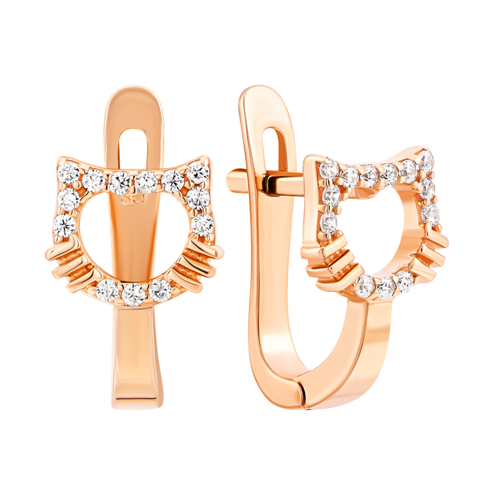 12345 Золоті сережки Котики з фіанітами.Артикул UG52011013801 12345 грн10,548 12345