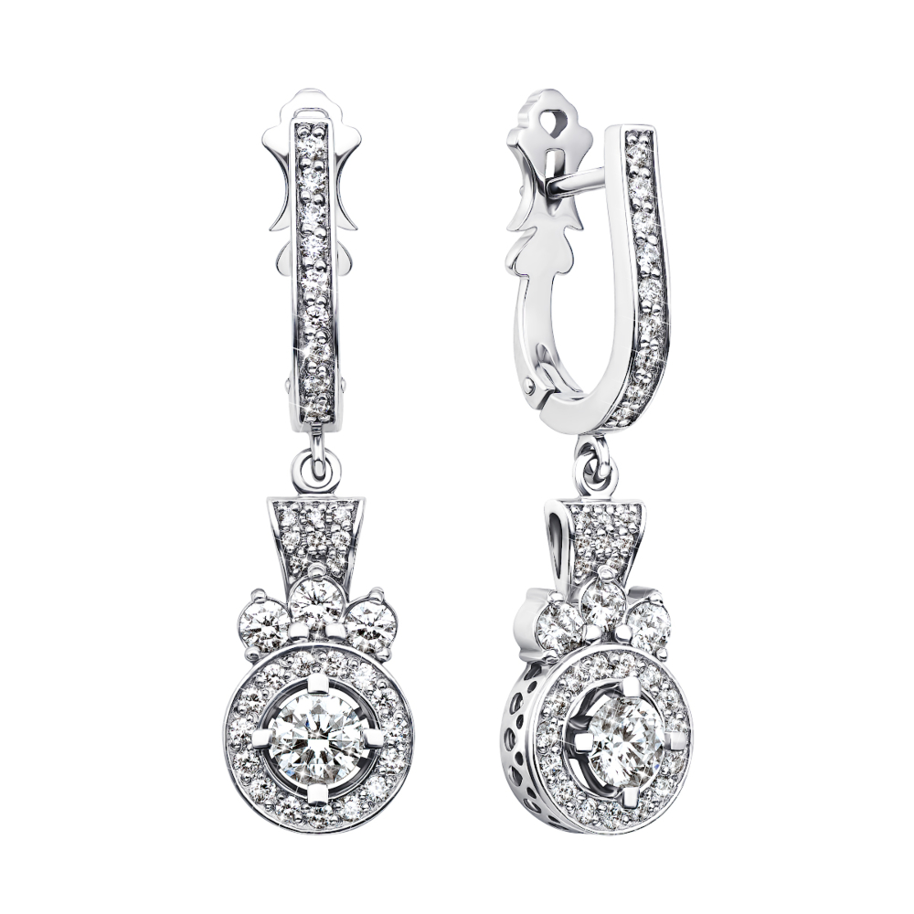 12345 Золоті сережки-підвіски з діамантами. Артикул 53710/02/1/8259 (53710/4.5б) 12345 грн296,377 12345