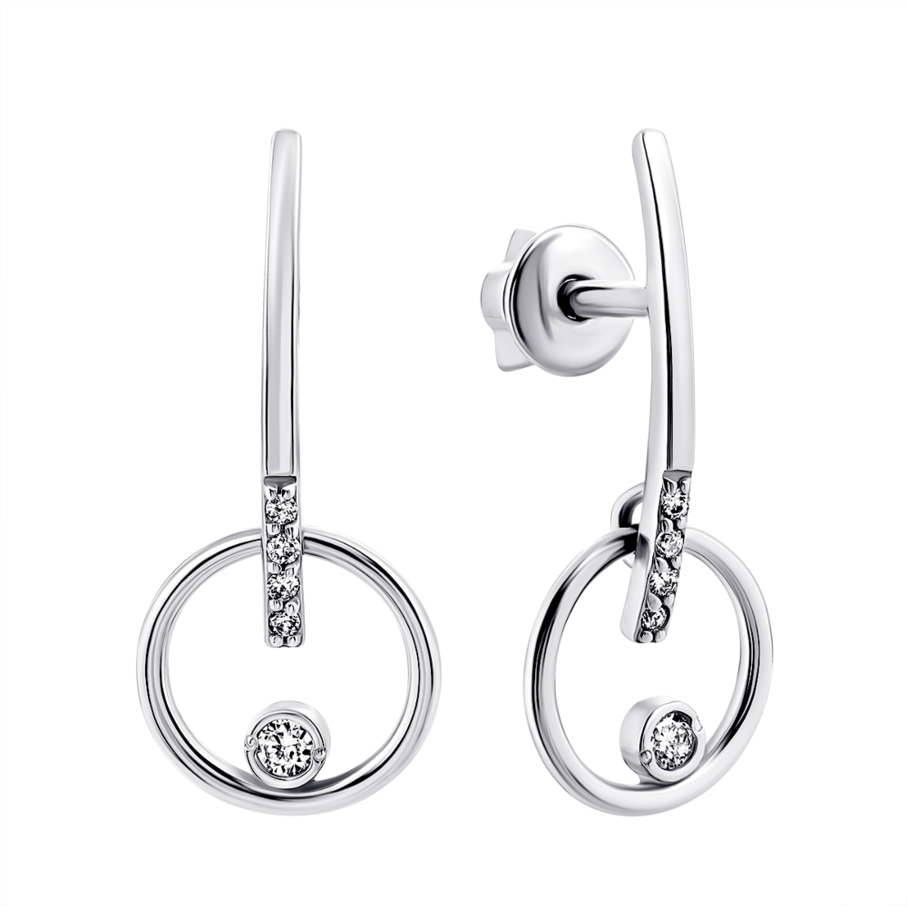 Золотые серьги-подвески с бриллиантами. Артикул UG5ЗК2006/1