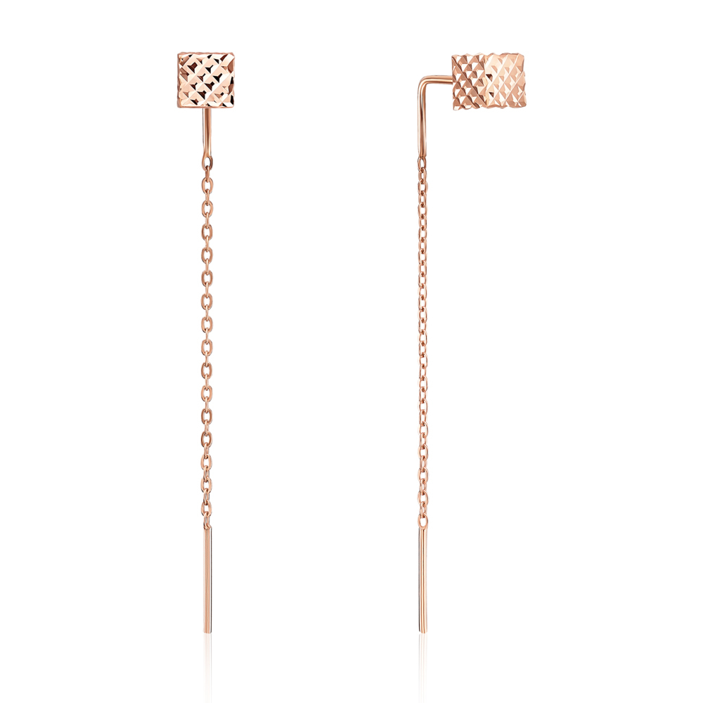 12345 Золоті сережки-протяжки з алмазною гранню. Артикул 02985/01/2 12345 грн5,743 12345