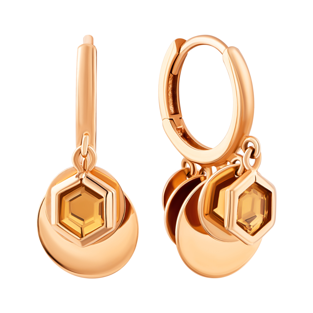 12345 Золоті сережки з жовтним кварцом.Артикул 2/40/054 12345 грн11,636 12345