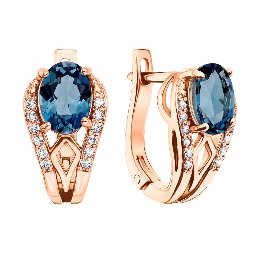 12345 Золоті сережки з лондон-топазом і фіанітами (50306/01/0/5459) 12345 грн18,012 12345