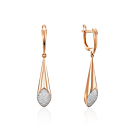 Золоті сережки-підвіски з фіанітами. Артикул 23685/01/1/323